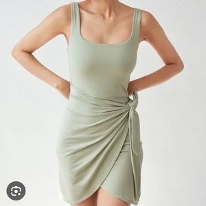 Aritzia Saturn Mini Dress Sage Green